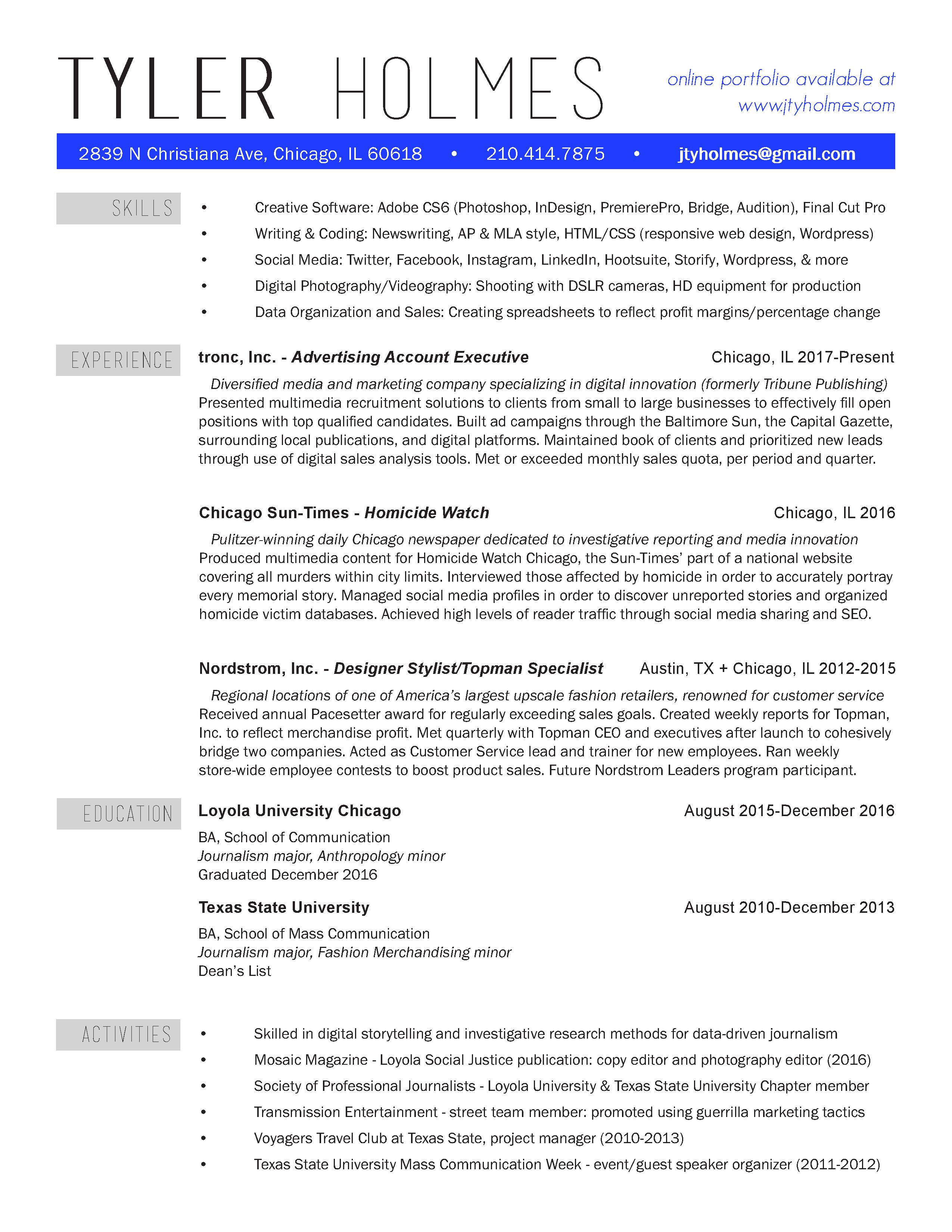 Holmes Resume